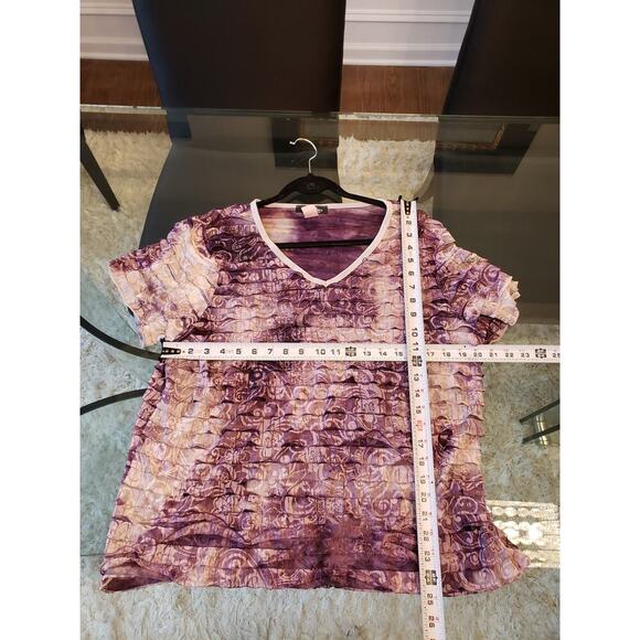 Only Nine Top Blouse Women's Size 3X Purple Casual Ruffle Short Sleeve V-Neck - Picture 7 of 11